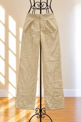 Lioness Pleated High Rise Wide-Leg Trousers Beige Women's M — photo 1 of 4