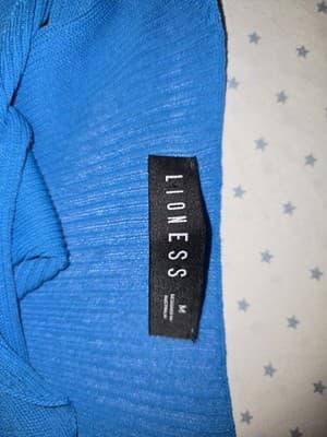 LIONESS Ribbed Knit Halter Neck Midi Dress Blue Women's M — photo 2 of 3