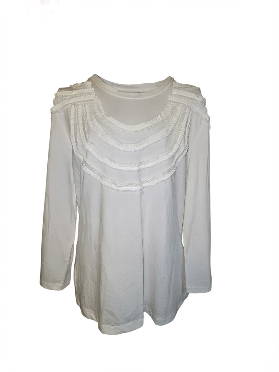 Liz Jordan Blouse Ruffle Bib Detail White Women's XL — photo 1 of 4