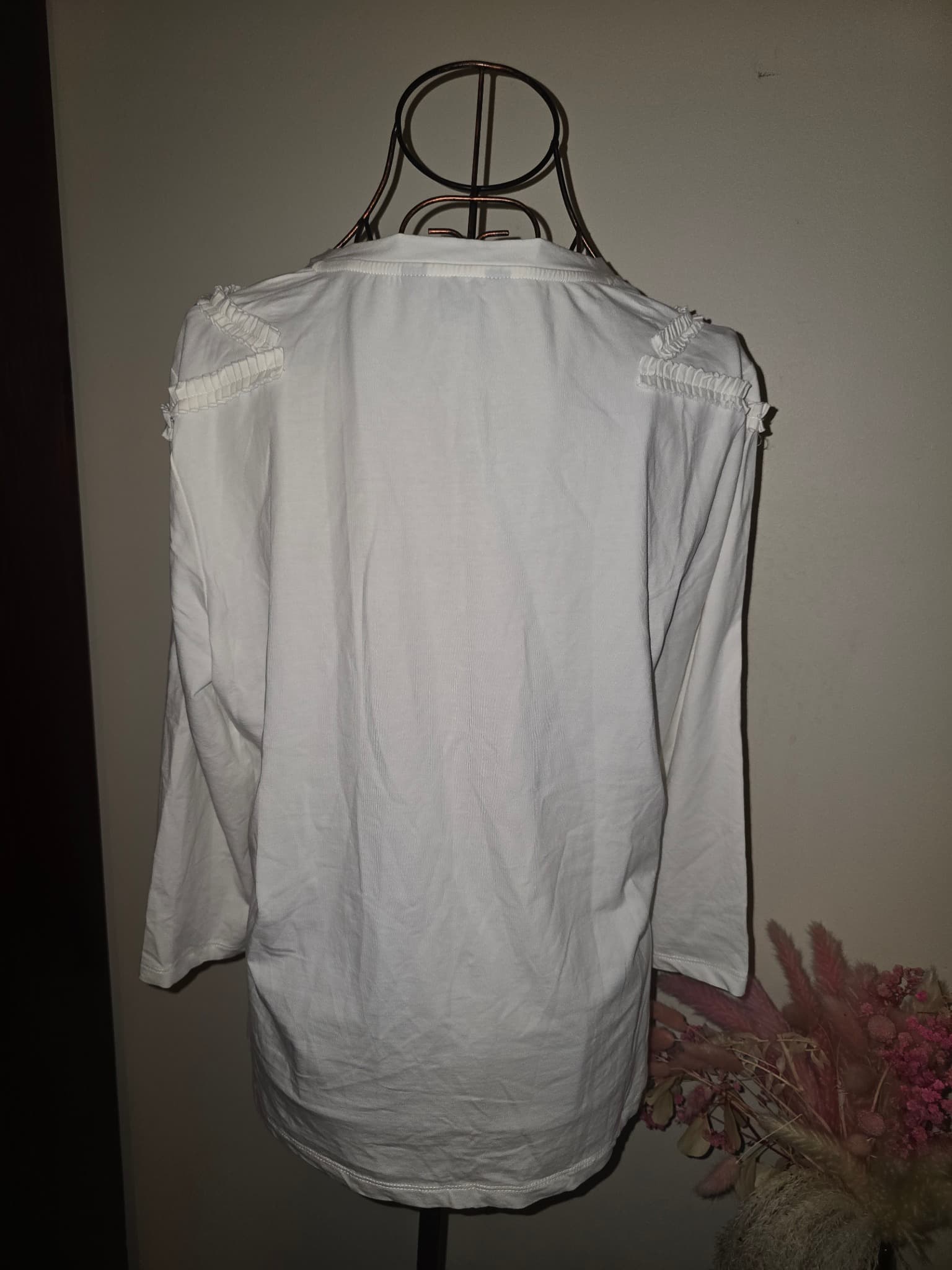 Liz Jordan Blouse Ruffle Bib Detail White Women's XL — photo 2 of 4