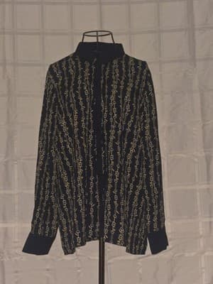Liz Jordan Button-Up Blouse Chain Print Navy Gold Women's 16 — photo 1 of 5