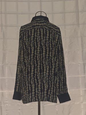 Liz Jordan Button-Up Blouse Chain Print Navy Gold Women's 16 — photo 2 of 5