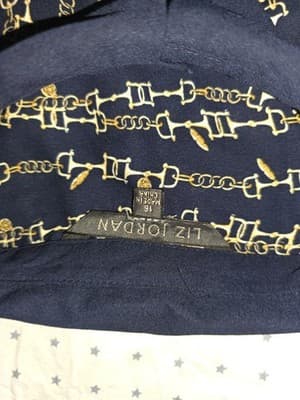 Liz Jordan Button-Up Blouse Chain Print Navy Gold Women's 16 — photo 3 of 5