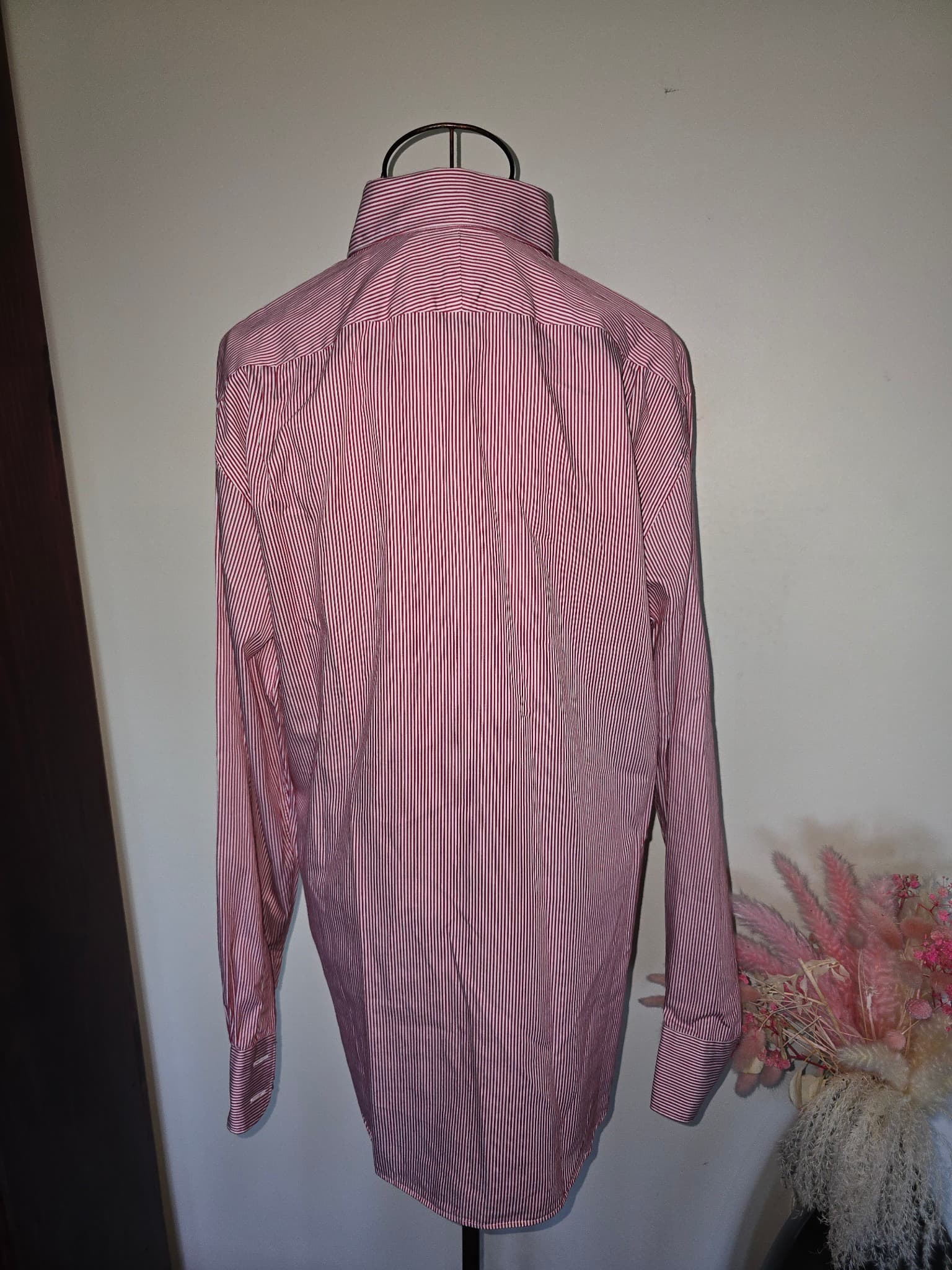 M.J. Bale Dress Shirt Super Slim Striped Red and White Men's 41 — photo 7 of 7