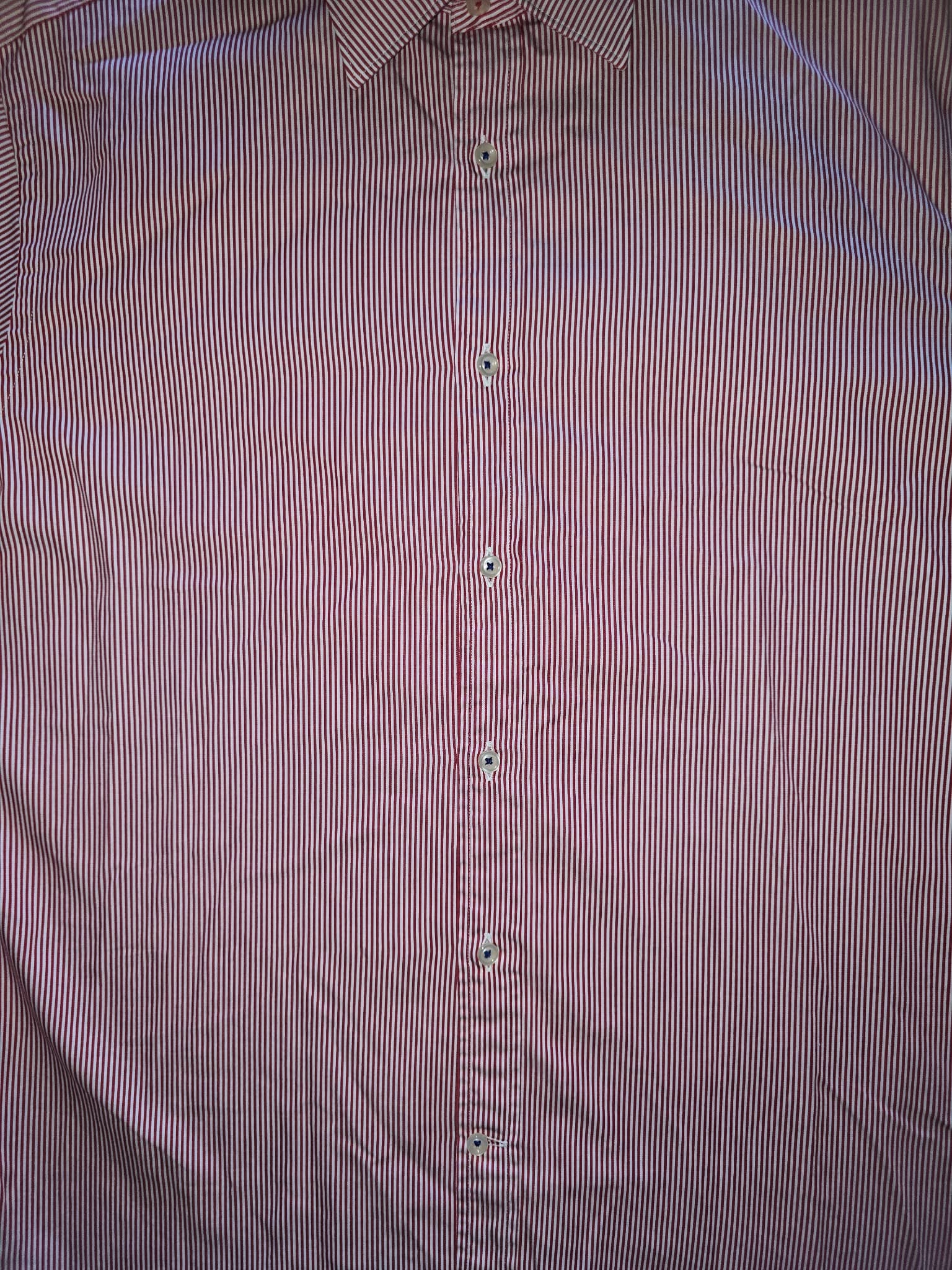 M.J. Bale Dress Shirt Super Slim Striped Red and White Men's 41 — photo 4 of 7