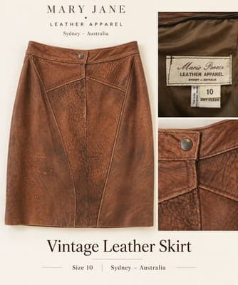Mary Jane Leather Apparel Leather Skirt Vintage Brown Women's 10 — photo 1 of 4