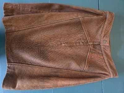 Mary Jane Leather Apparel Leather Skirt Vintage Brown Women's 10 — photo 3 of 4