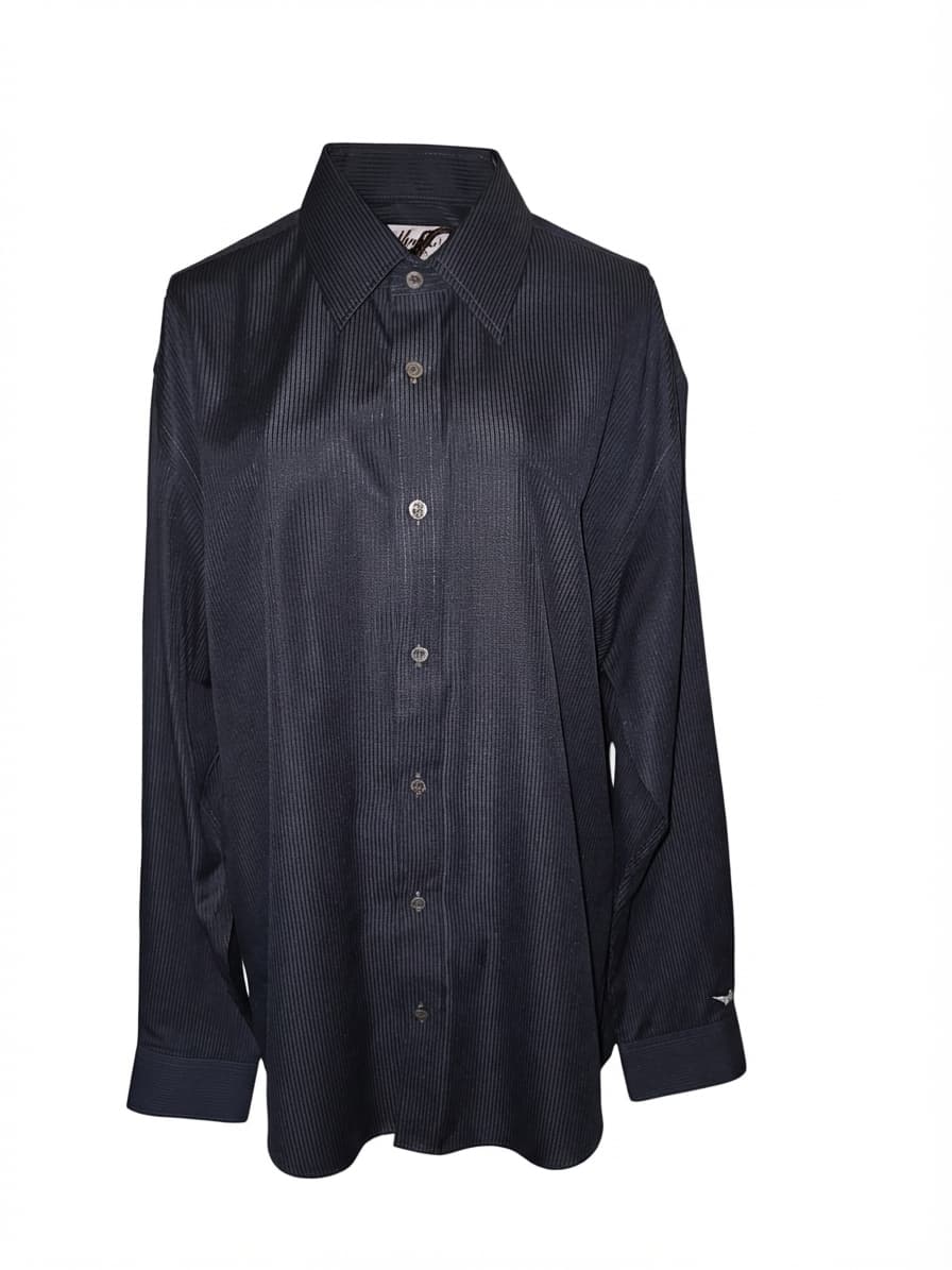 Maurio Dress Shirt Pinstripe Button-Down Black Men's XL — photo 1 of 7