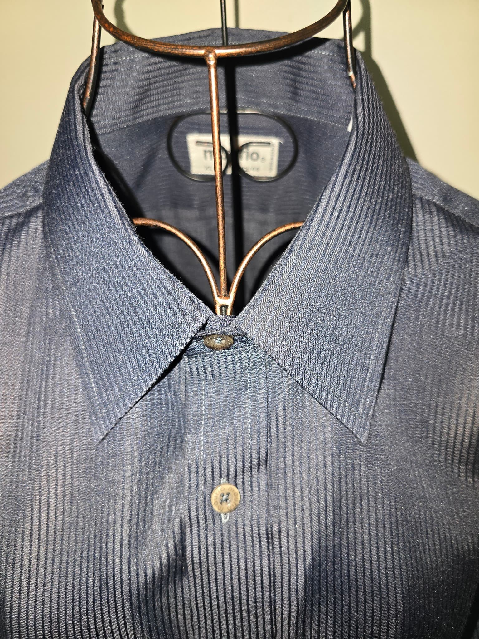 Maurio Dress Shirt Pinstripe Button-Down Black Men's XL — photo 3 of 7