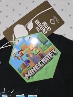 Minecraft Graphic T-Shirt Diamond Miner Slogan Black Boys 8 — photo 3 of 3