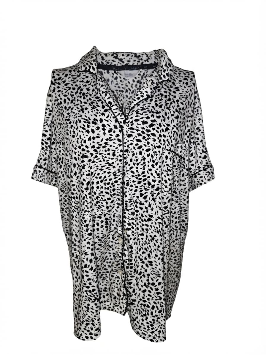 Nicole Miller Pajama Top Animal Print Button-Down Black and White Women's XL — photo 1 of 5
