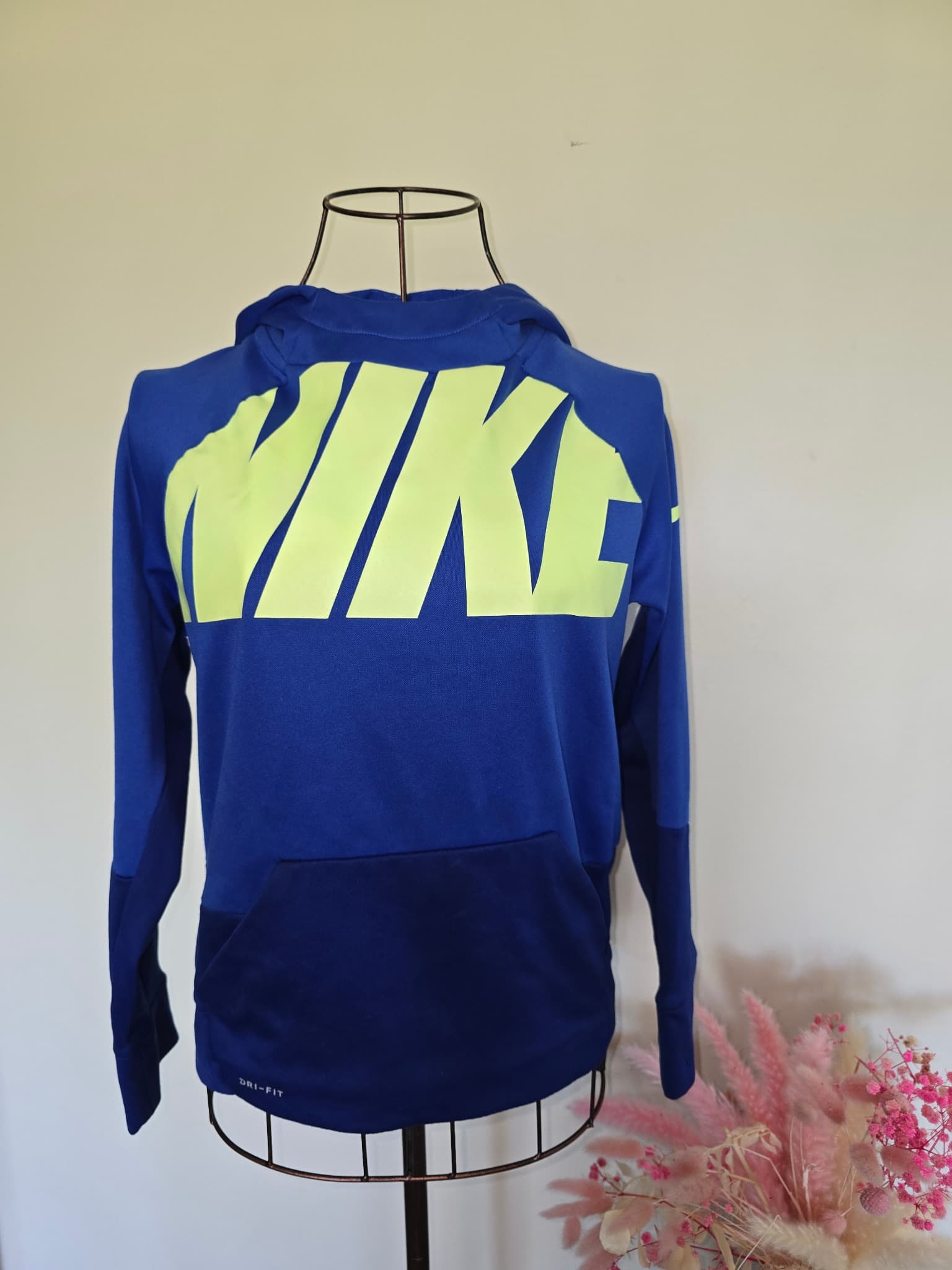 Nike Dri-FIT Hoodie Big Logo Blue/Volt Men's M — photo 1 of 7