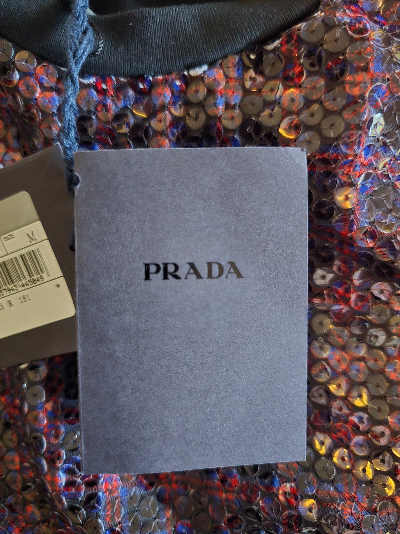 NWT Prada FW2016 Runway Sequin Plaid Patchwork Jersey Top - Size M — photo 8 of 15