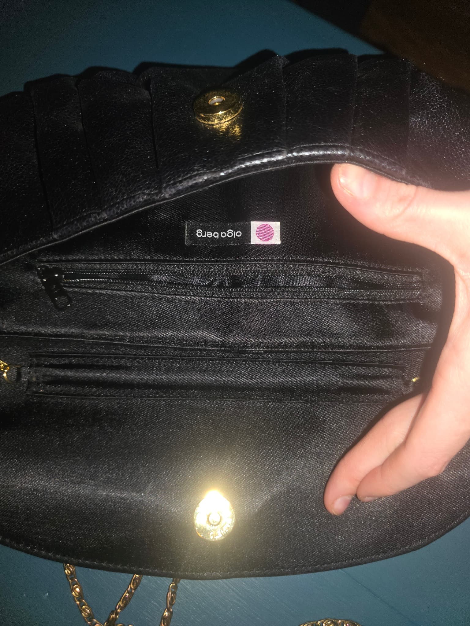 Olga Berg Evening Clutch Pleated Design Black Women's — photo 2 of 3