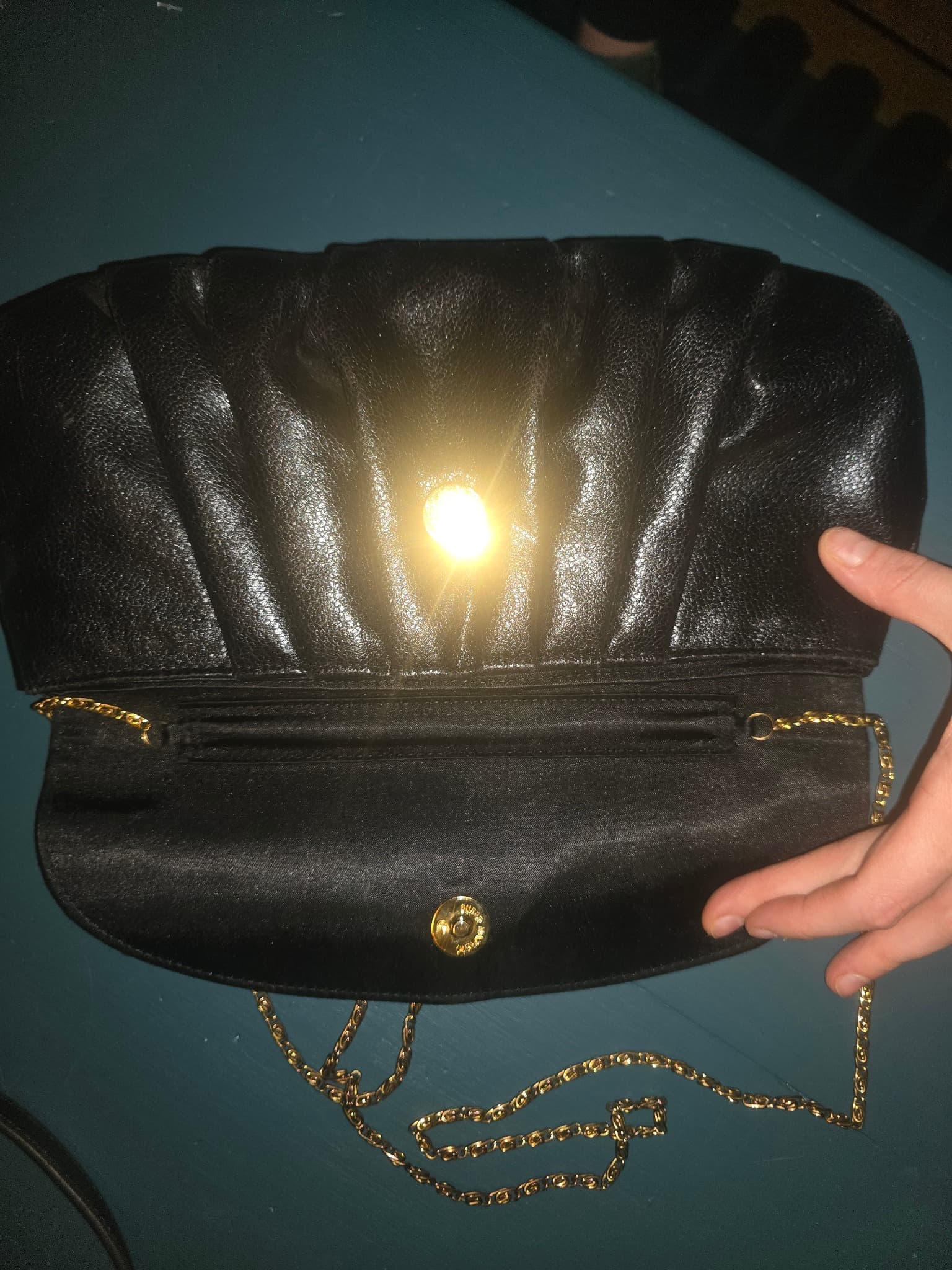 Olga Berg Evening Clutch Pleated Design Black Women's — photo 3 of 3