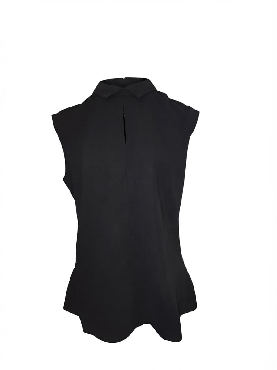 Padini Sleeveless Peplum Blouse Keyhole Neckline Black Women's M — photo 1 of 5