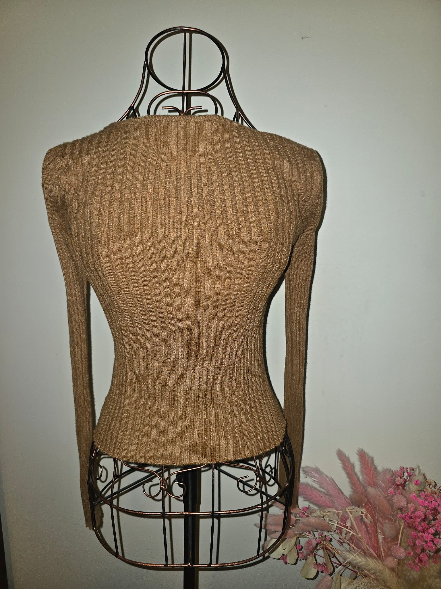 Paper Heart Long Sleeve Top Twist Front Ribbed Brown Women's 8 — photo 2 of 4