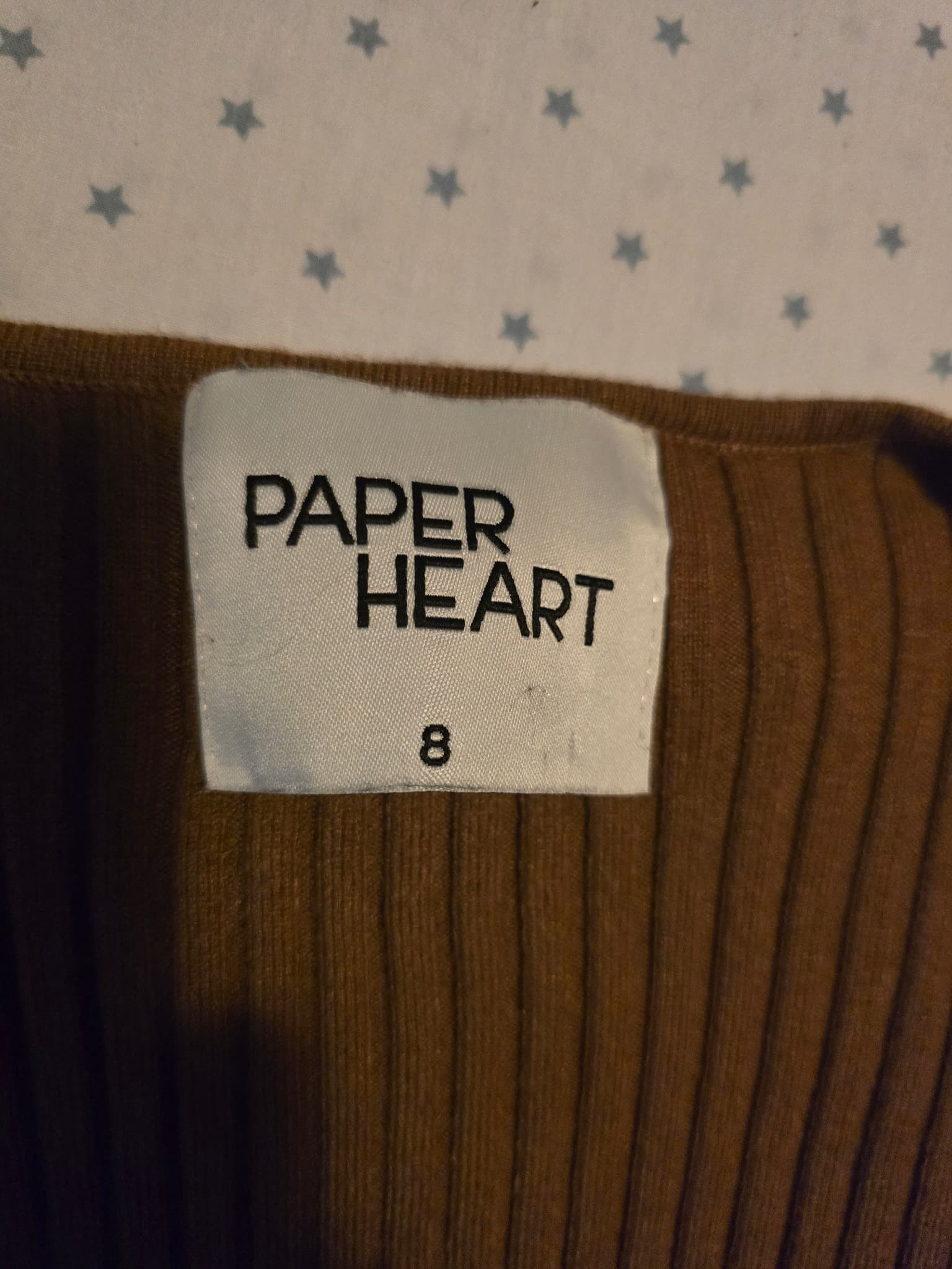 Paper Heart Long Sleeve Top Twist Front Ribbed Brown Women's 8 — photo 3 of 4