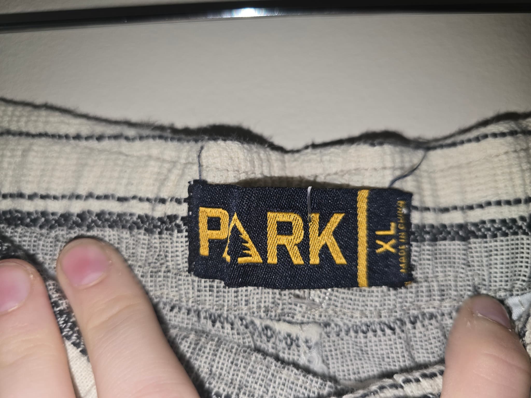 Park Striped Elastic Waist Shorts Cream Grey Men's XL — photo 3 of 5