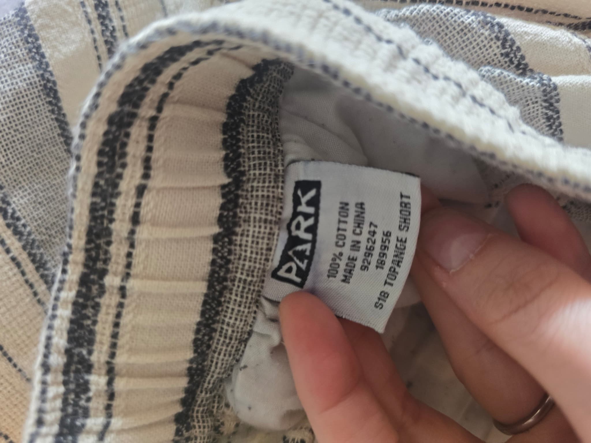 Park Striped Elastic Waist Shorts Cream Grey Men's XL — photo 5 of 5