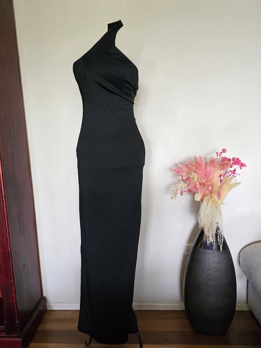 Peppermayo Maxi Dress Asymmetrical Halter Neck Black Women's 10