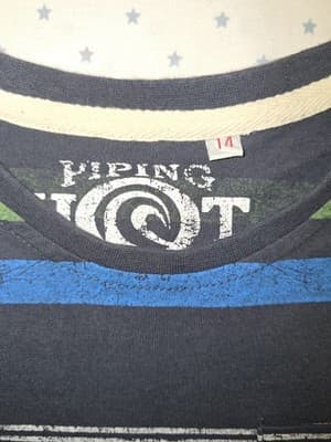 PIPING HOT Striped Graphic T-Shirt Charcoal Blue Green Women's 14 — photo 3 of 3