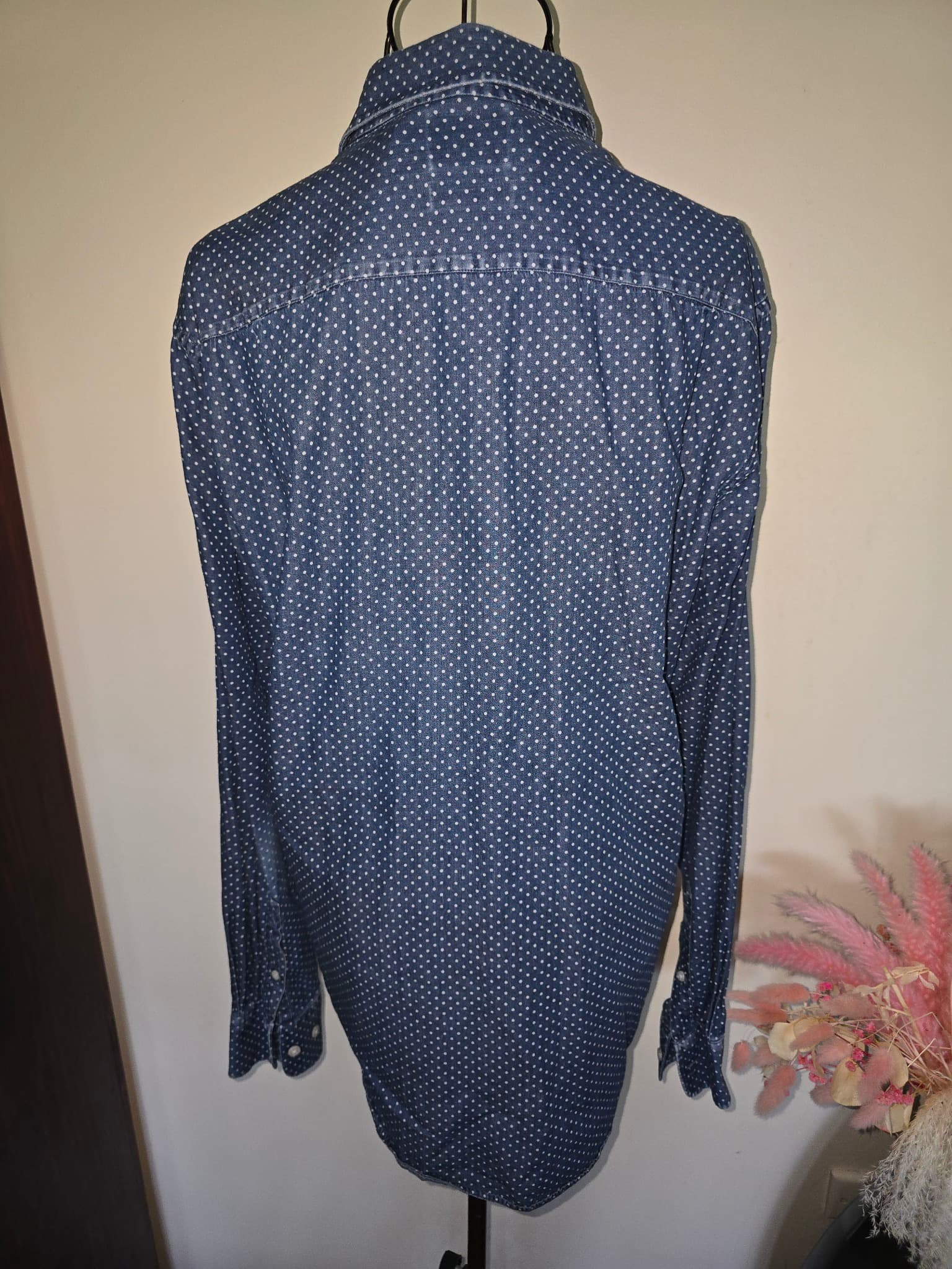 POLO Button-Down Shirt Polka Dot Denim Blue Men's M — photo 6 of 8