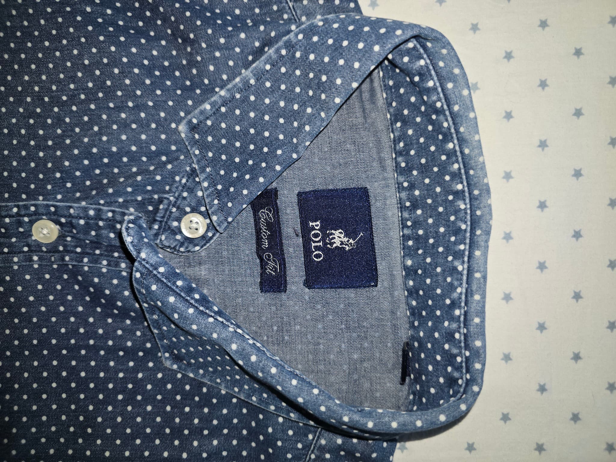 POLO Button-Down Shirt Polka Dot Denim Blue Men's M — photo 8 of 8