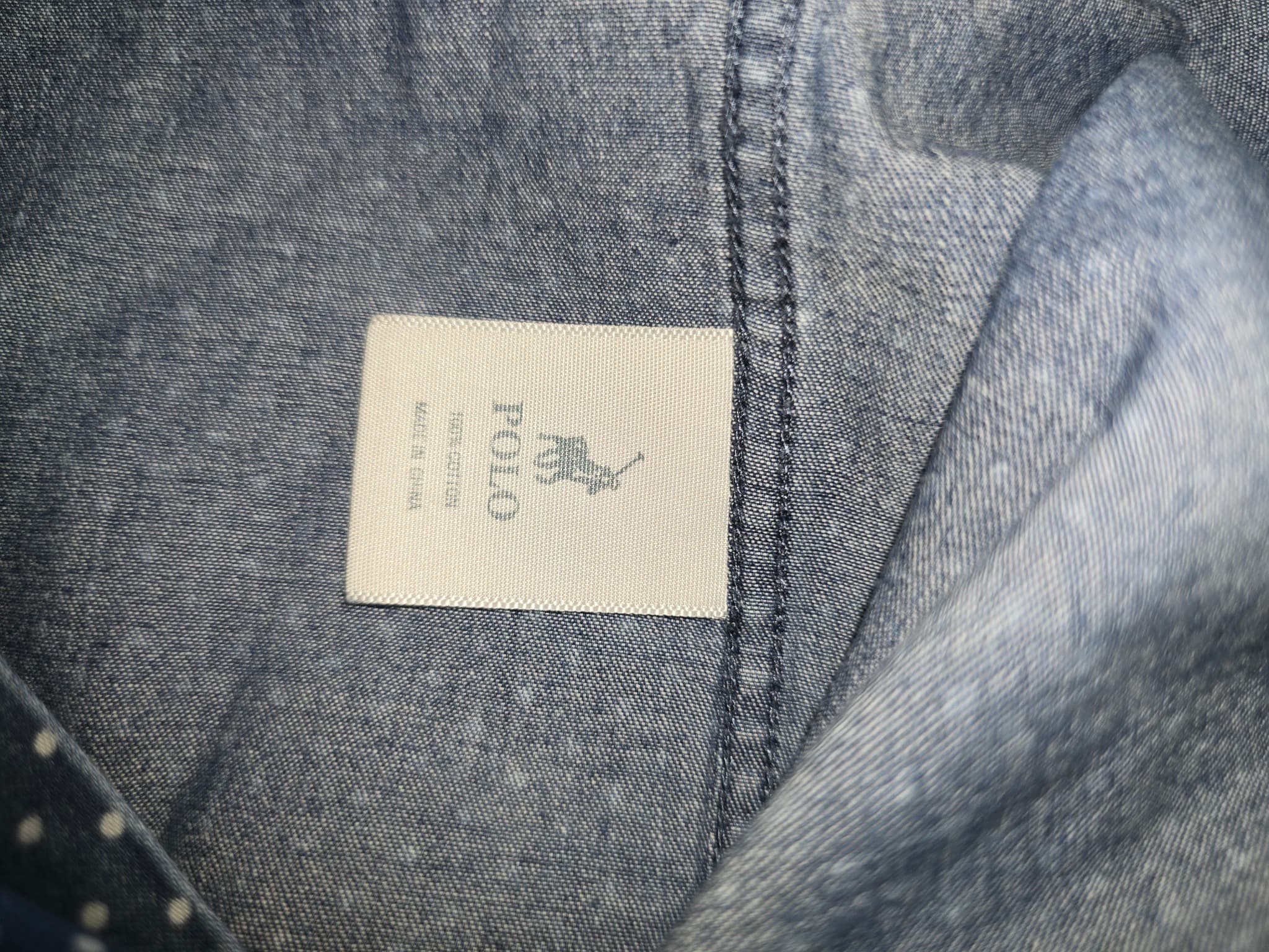 POLO Button-Down Shirt Polka Dot Denim Blue Men's M — photo 4 of 8