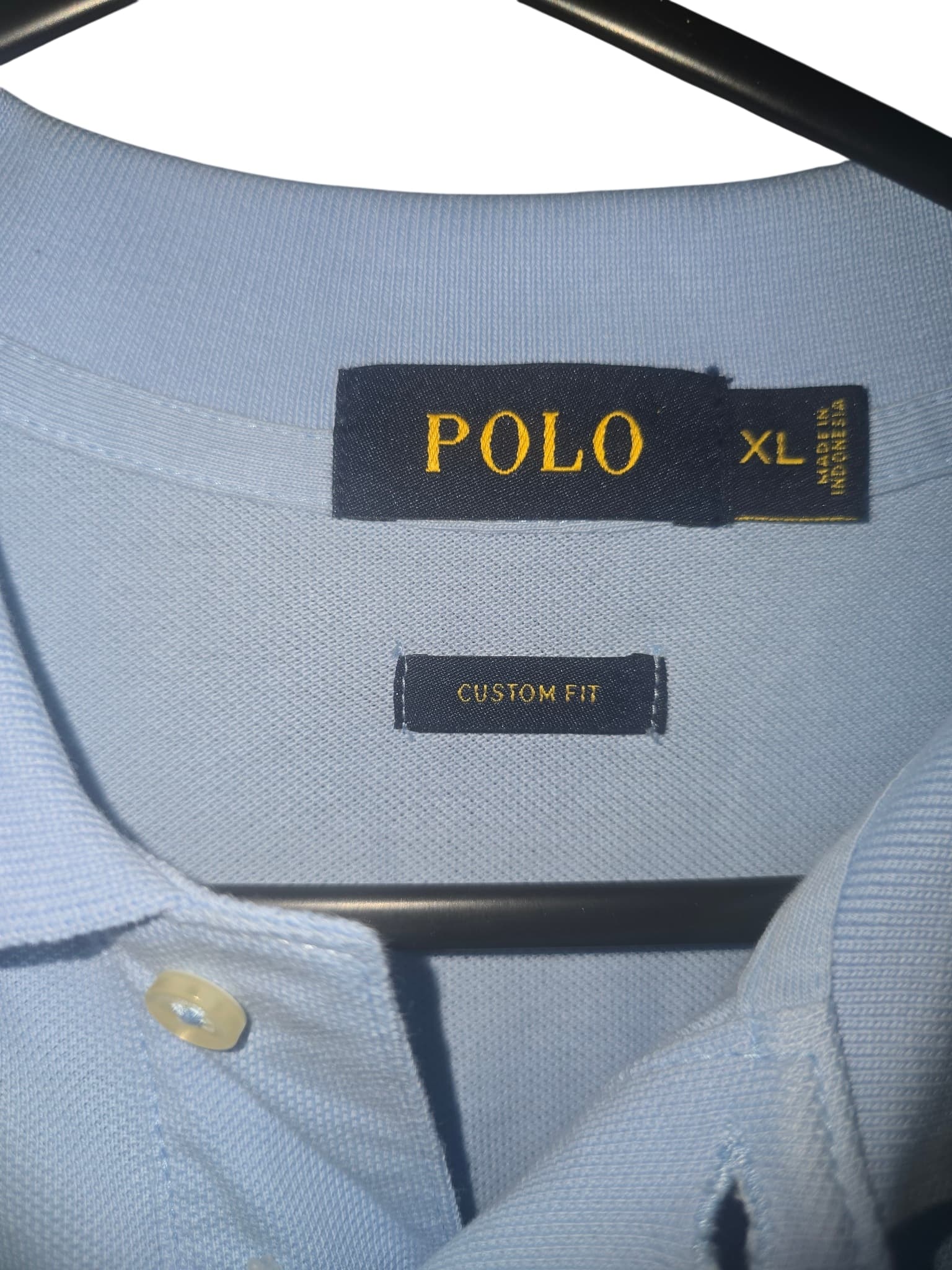POLO Custom Fit Mesh Polo Shirt Embroidered Logo Light Blue Men's XL — photo 1 of 5