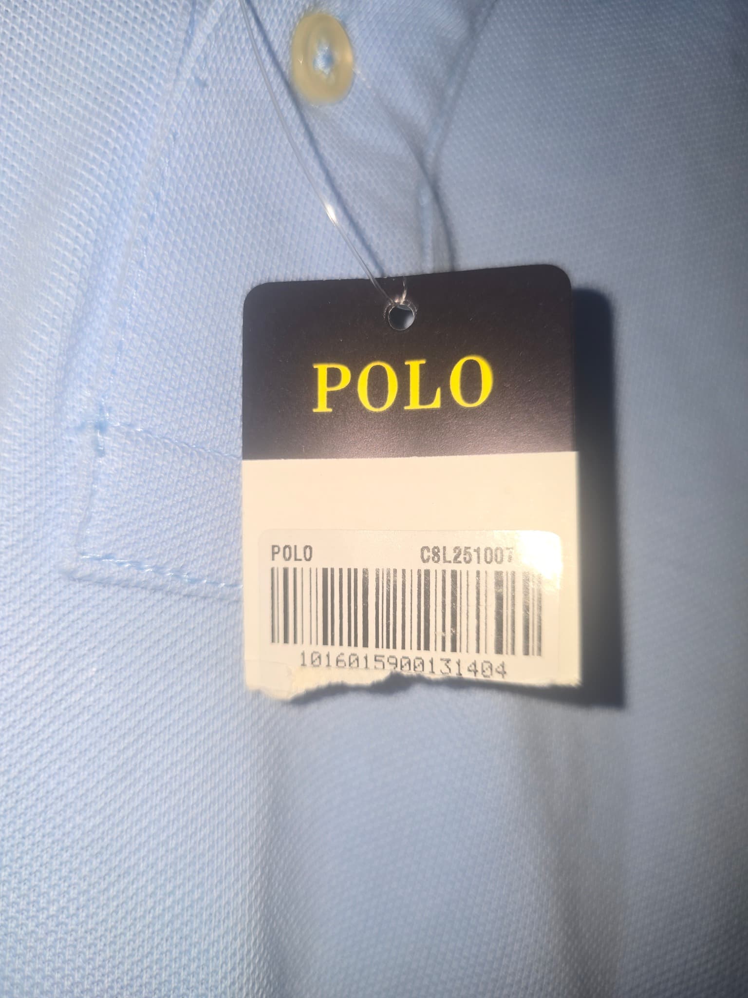 POLO Custom Fit Mesh Polo Shirt Embroidered Logo Light Blue Men's XL — photo 3 of 5