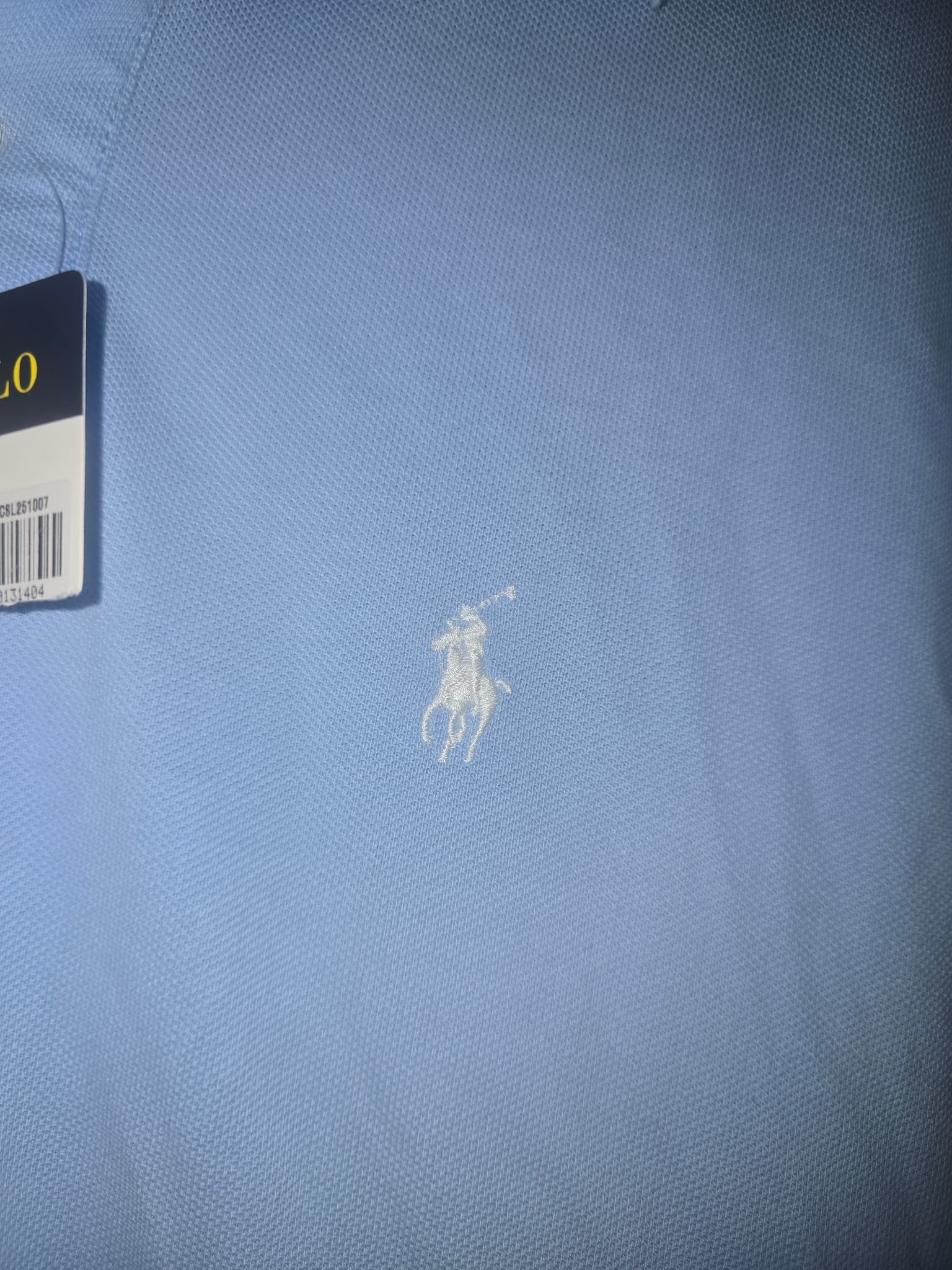 POLO Custom Fit Mesh Polo Shirt Embroidered Logo Light Blue Men's XL — photo 4 of 5