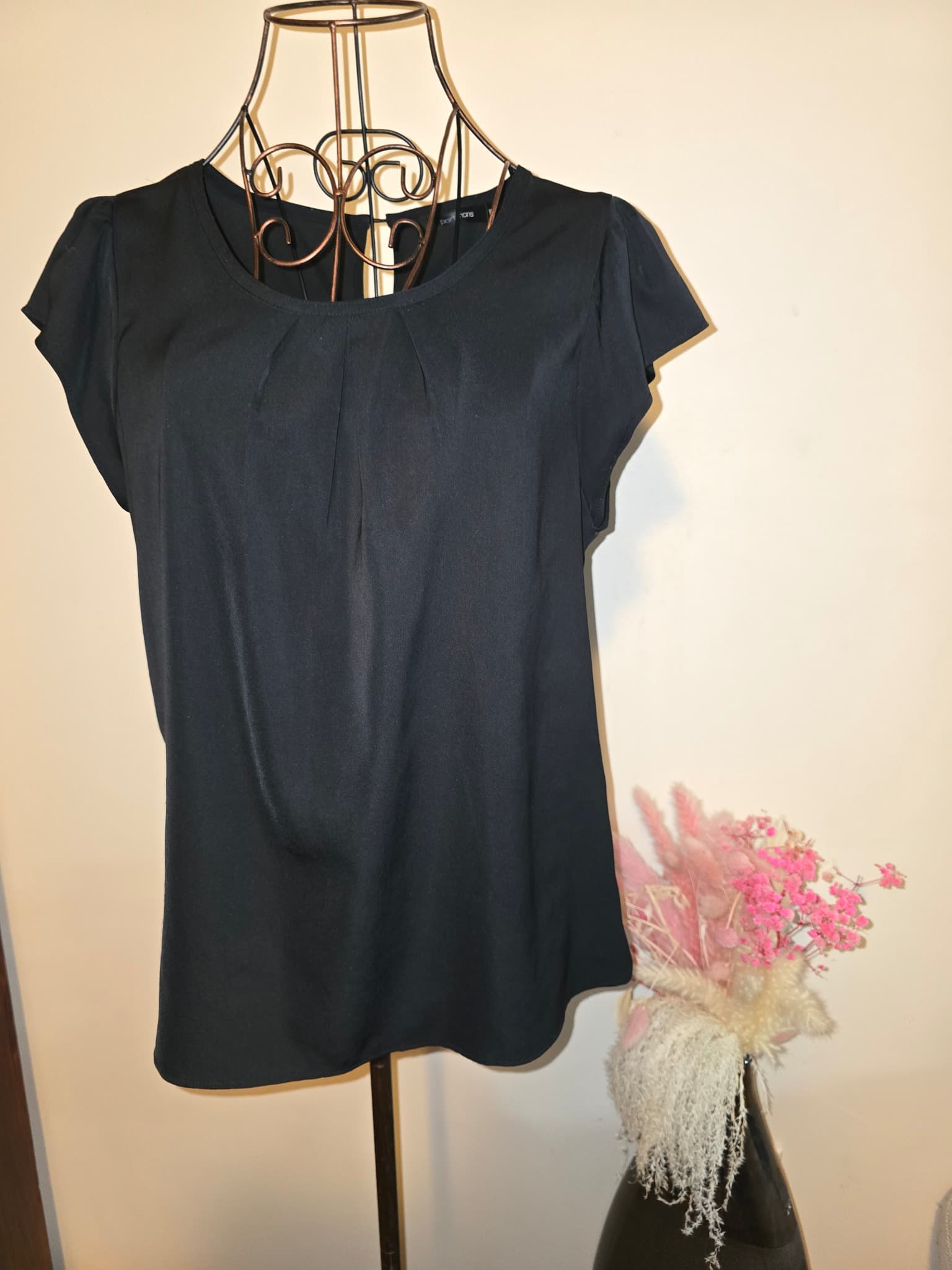 Portmans Blouse Pleated Flutter Sleeve Black Women's 10 — photo 1 of 4