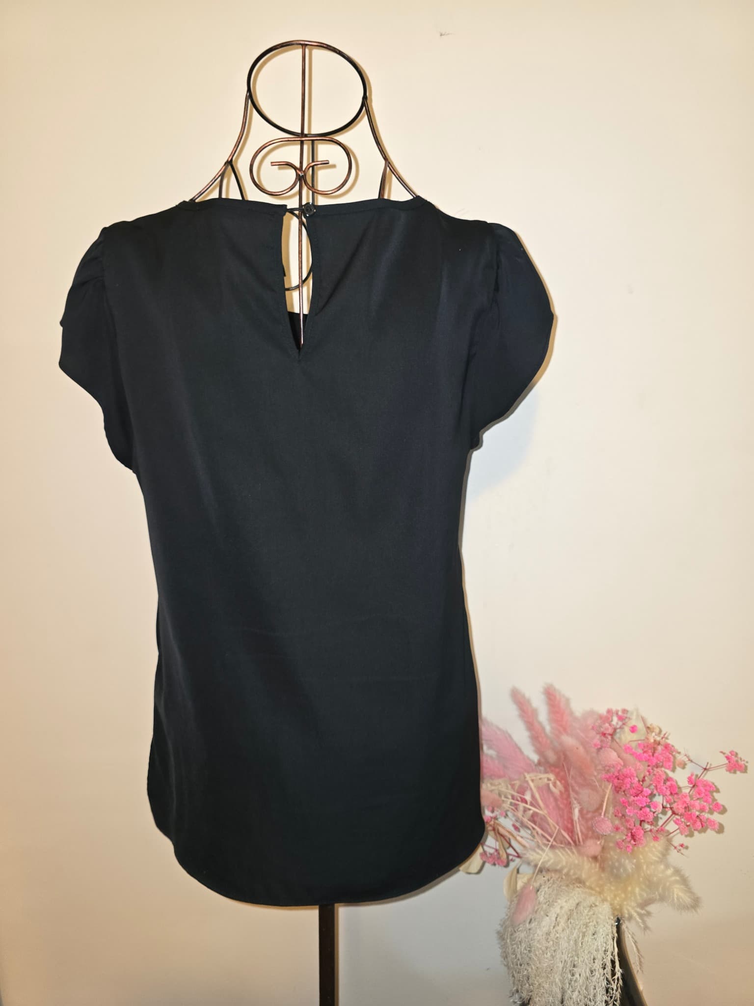 Portmans Blouse Pleated Flutter Sleeve Black Women's 10 — photo 2 of 4