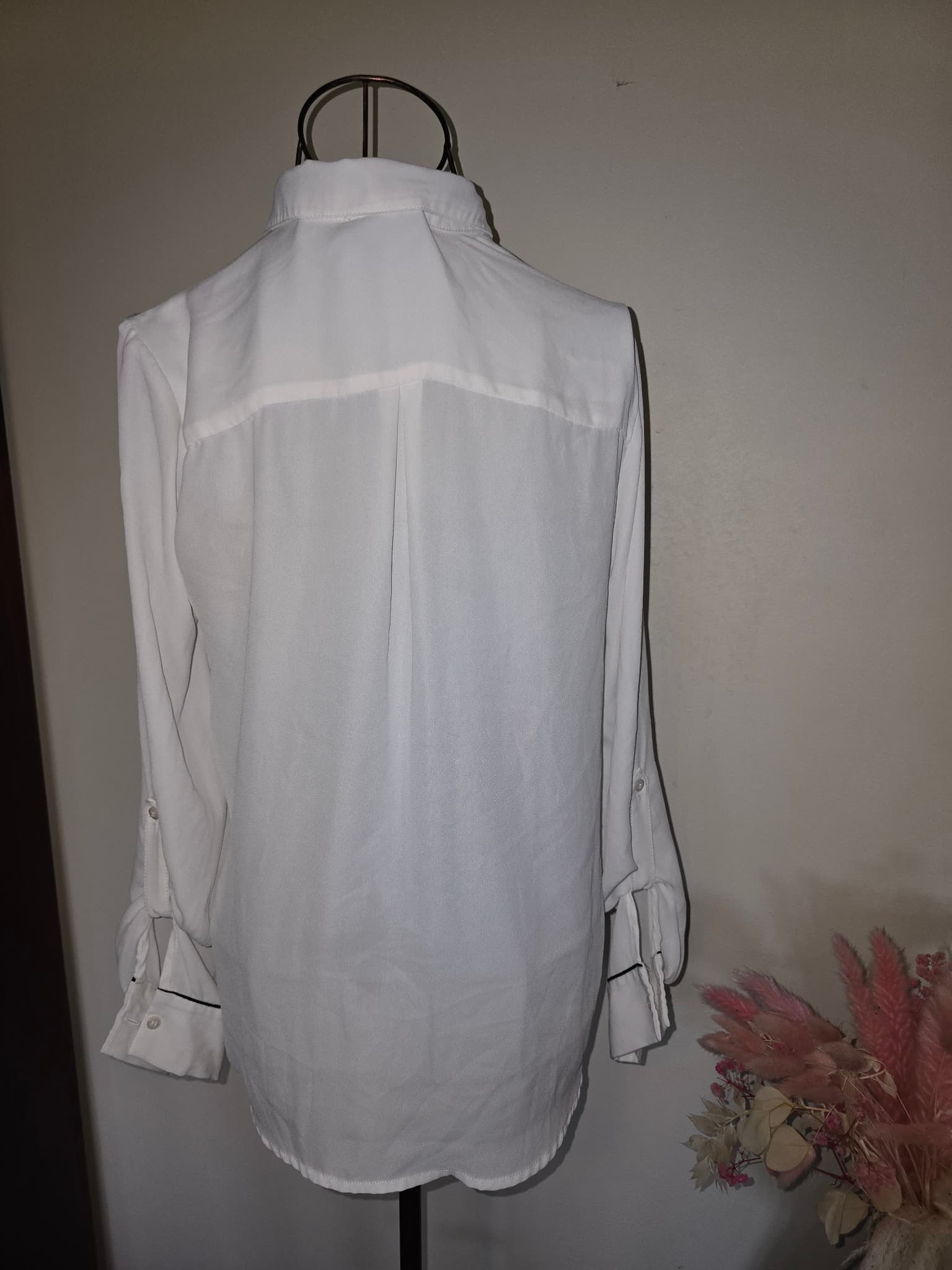 Portmans Button-Down Blouse With Piping And Bow Tie White Women's 8 — photo 5 of 5