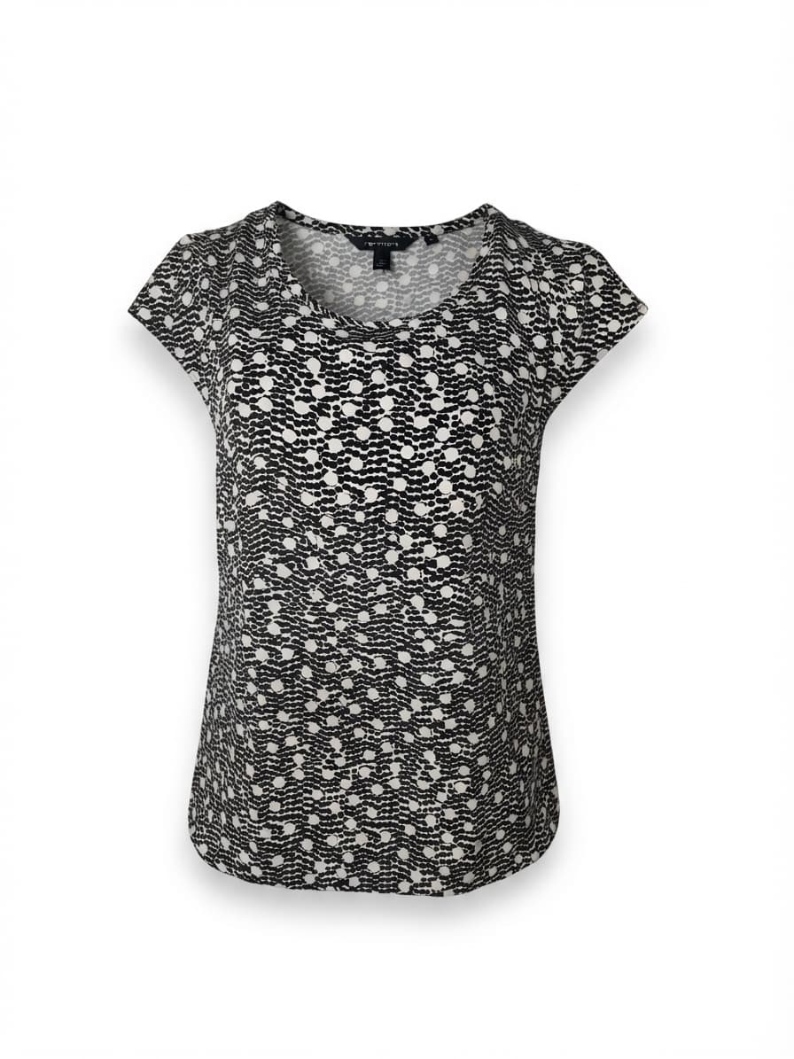 Portmans Cap Sleeve Blouse Geometric Print Black and White Women's 6 — photo 1 of 5