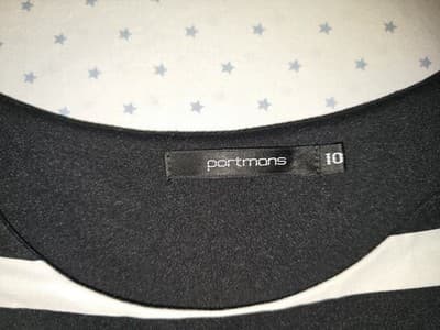 Portmans Fit And Flare Dress Striped Bodice Floral Skirt Black White Women's 10 — photo 4 of 4
