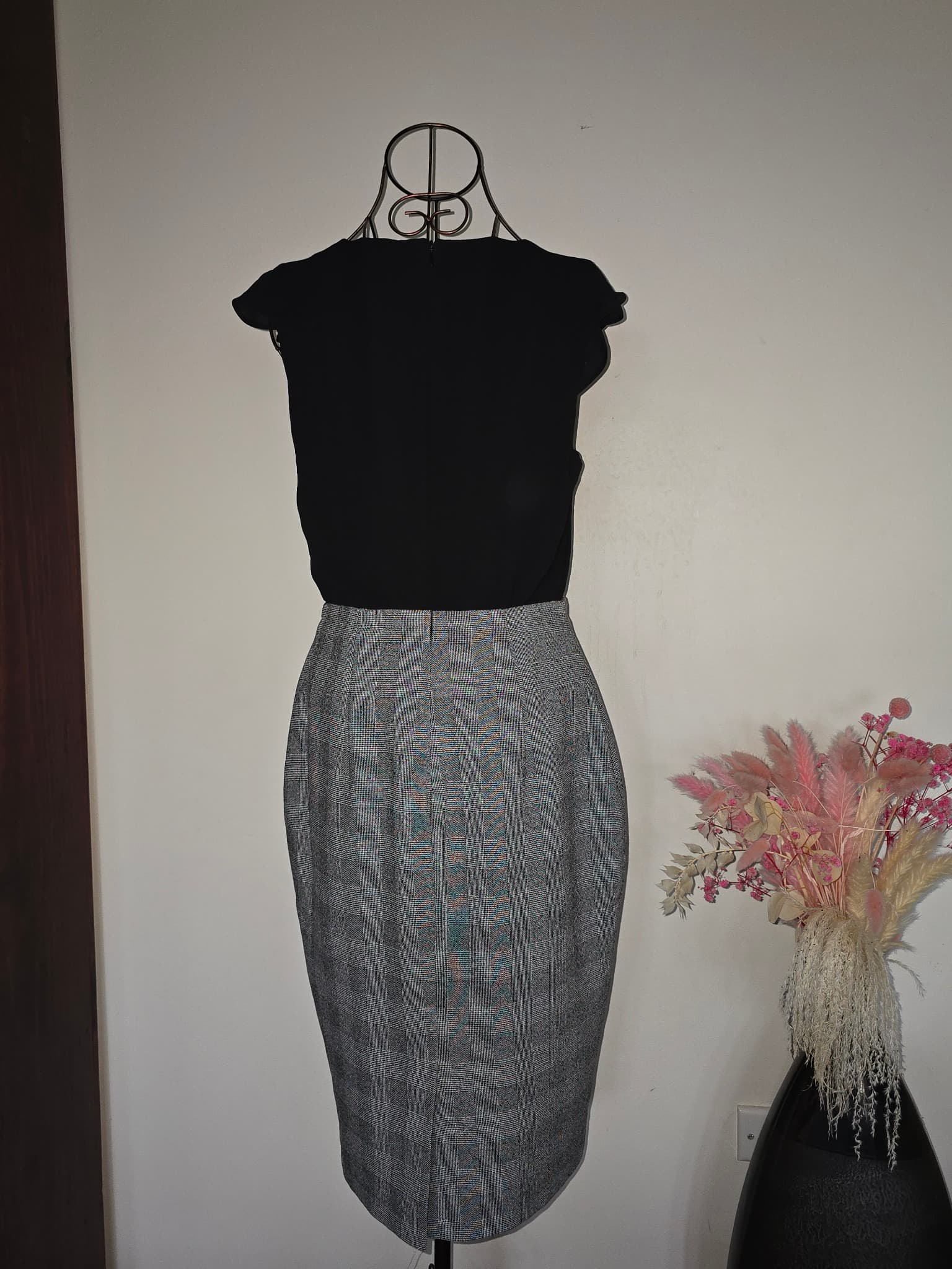 Portmans Pencil Dress Plaid Pattern Black and Grey Women's 10 — photo 4 of 4