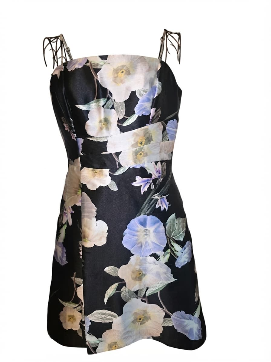 Portmans Signature A-Line Cocktail Dress Floral Black Women's 12 — photo 1 of 6
