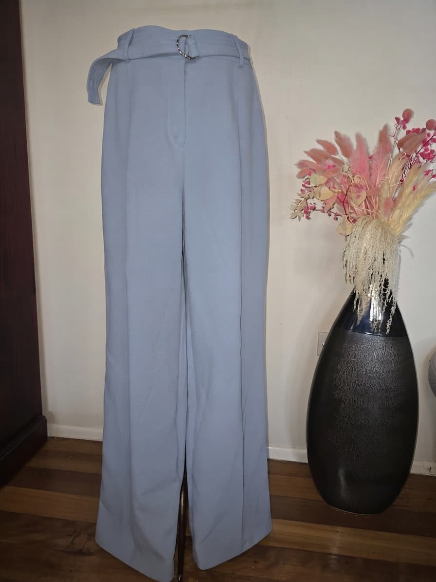 Portmans Wide-Leg Trousers High-Waisted With Belt Light Blue Women's 12 — photo 1 of 5