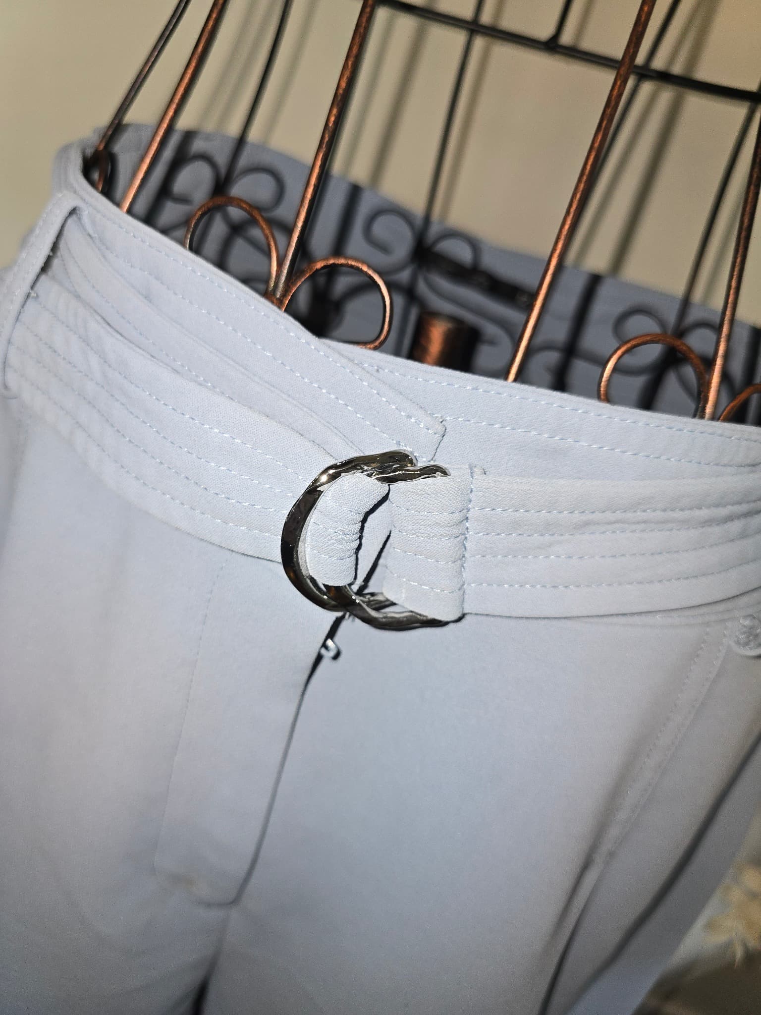 Portmans Wide-Leg Trousers High-Waisted With Belt Light Blue Women's 12 — photo 2 of 5