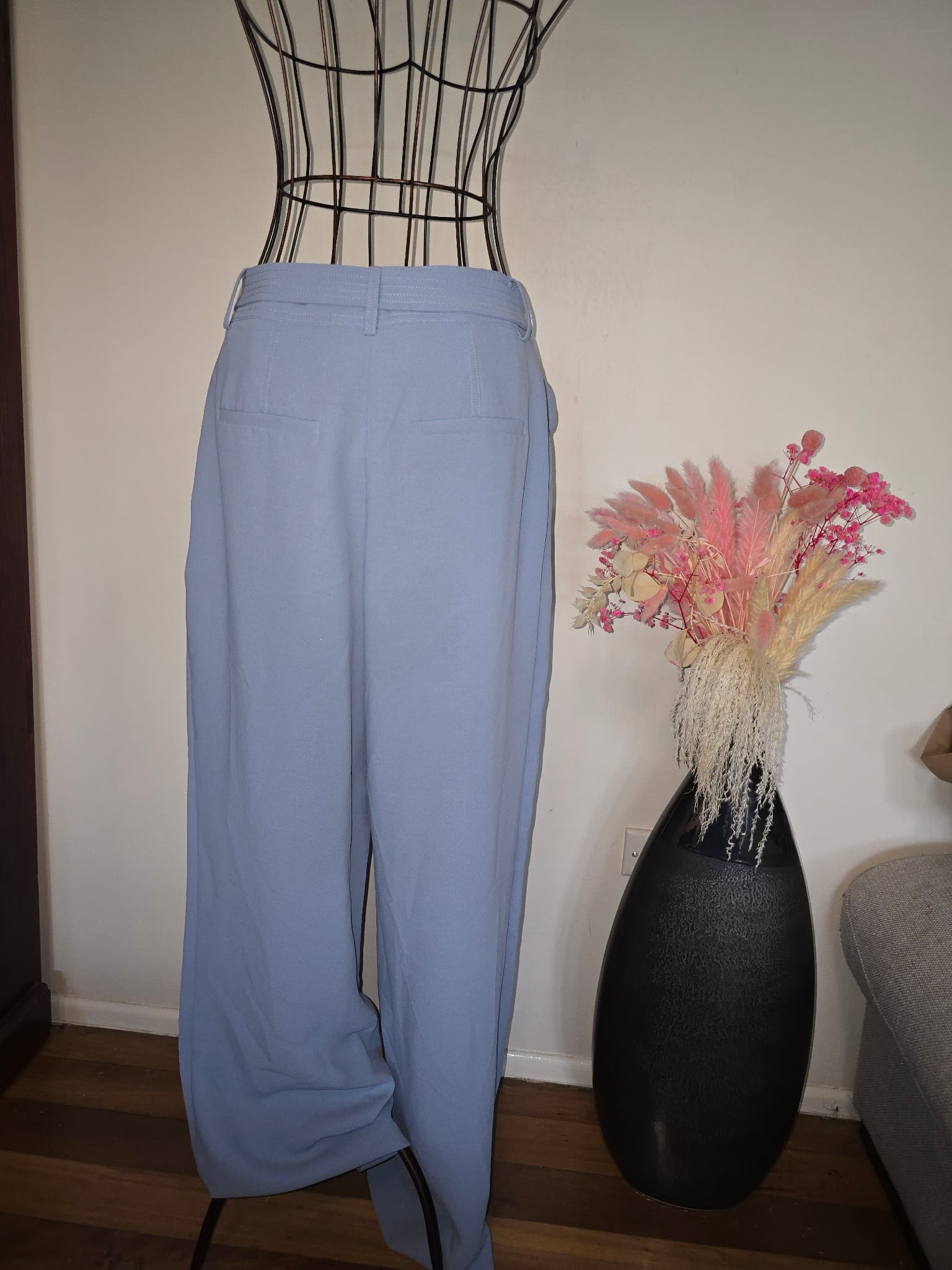 Portmans Wide-Leg Trousers High-Waisted With Belt Light Blue Women's 12 — photo 5 of 5
