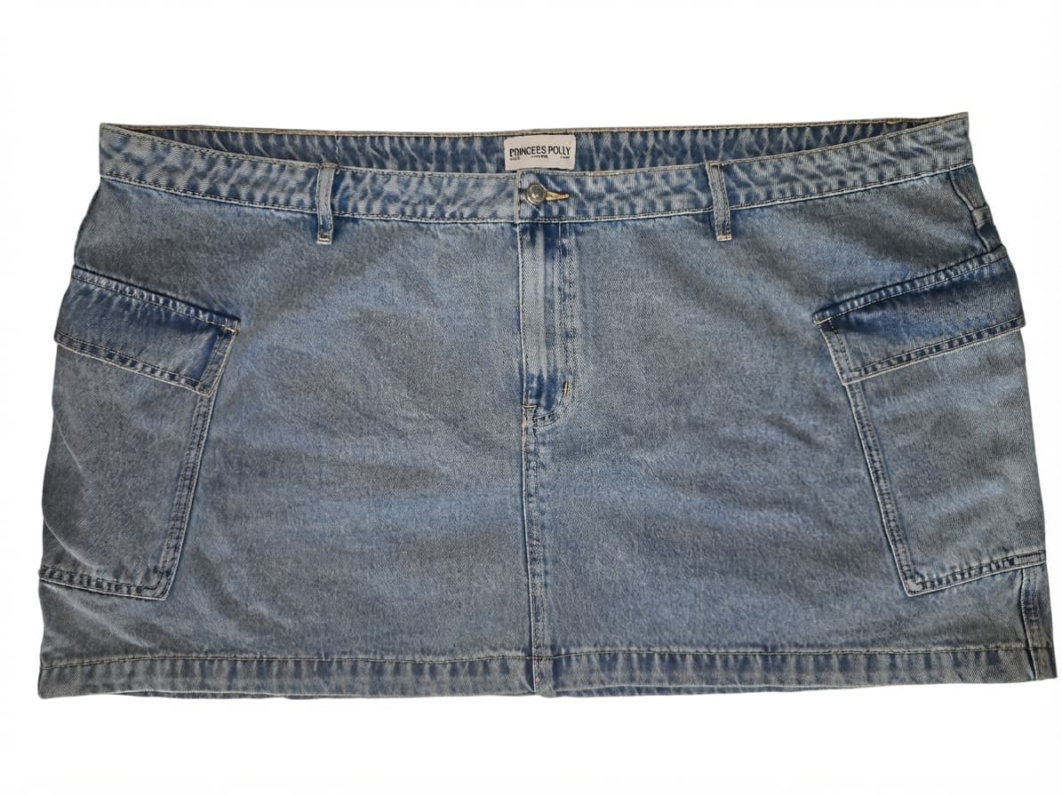 Princess Polly Denim Cargo Mini Skirt Light Wash Blue Women's 24 — photo 1 of 5