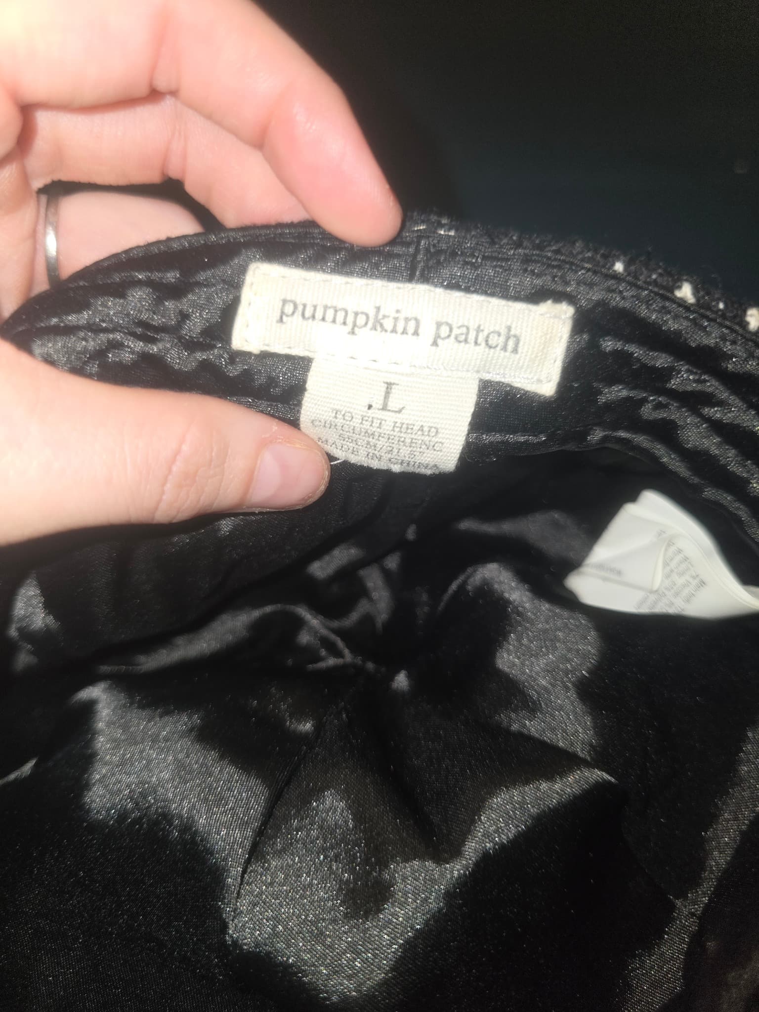 Pumpkin Patch Newsboy Cap Polka Dot Rhinestone Black and White Women's L — photo 4 of 4