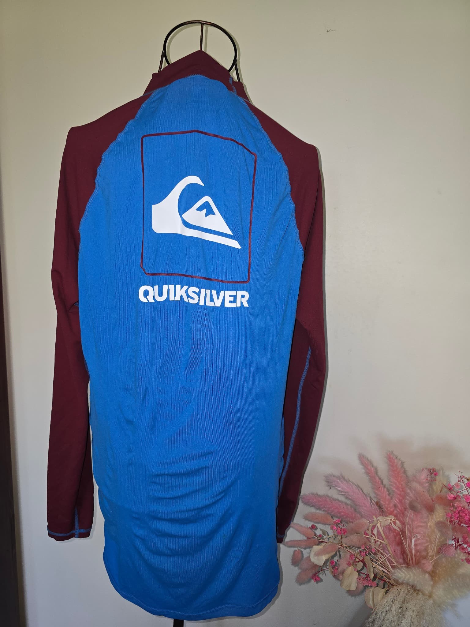 Quiksilver Long Sleeve Rash Guard Logo Graphic Blue Maroon Men's L — photo 5 of 5