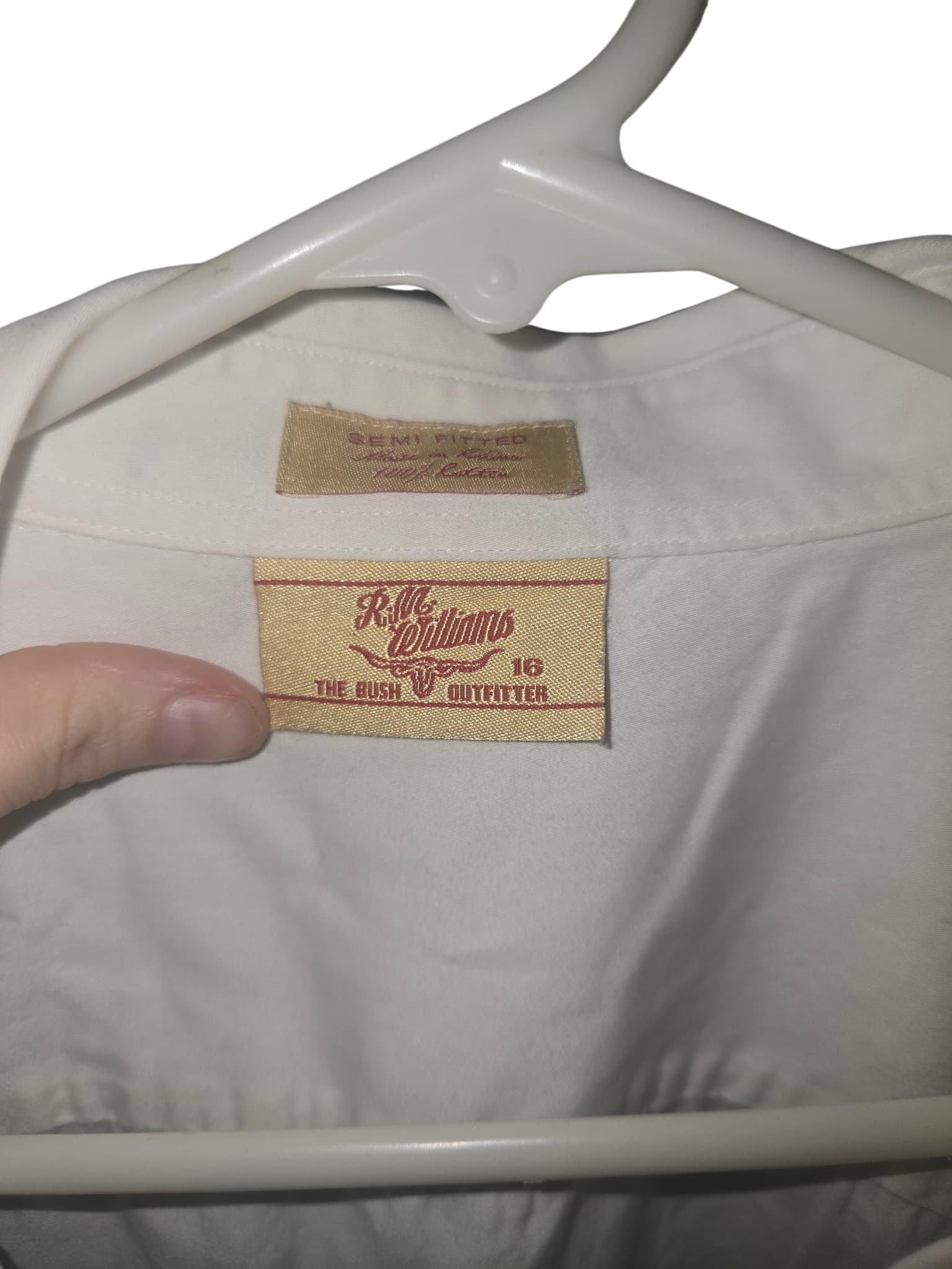 R.M.Williams Long-Sleeve Shirt Embroidered Placket White Men's 16 — photo 2 of 5