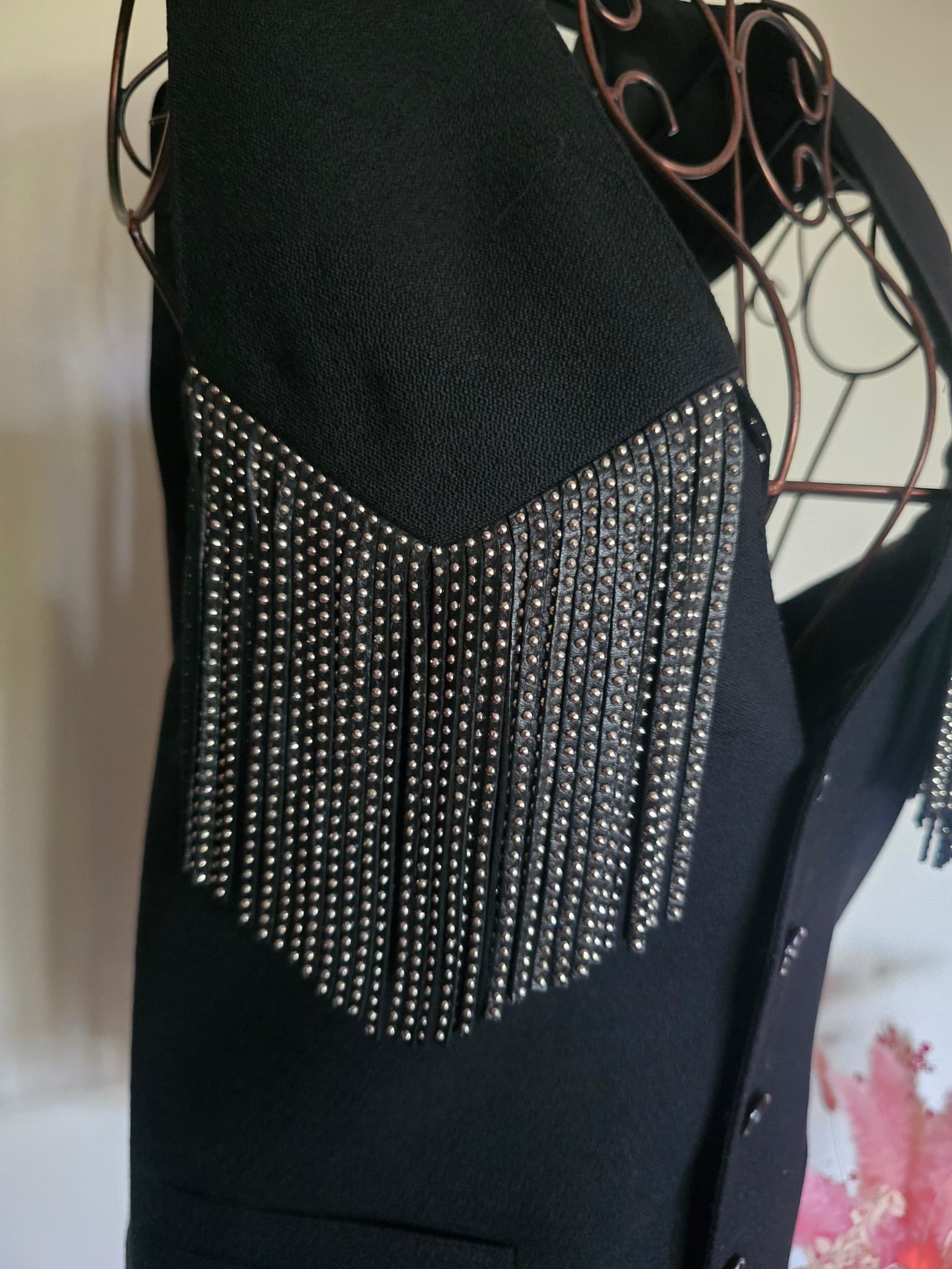 Rare Saint Laurent Paris by Hedi Slimane Crystal Fringe Western Vest - Size FR34 / XS — photo 2 of 14