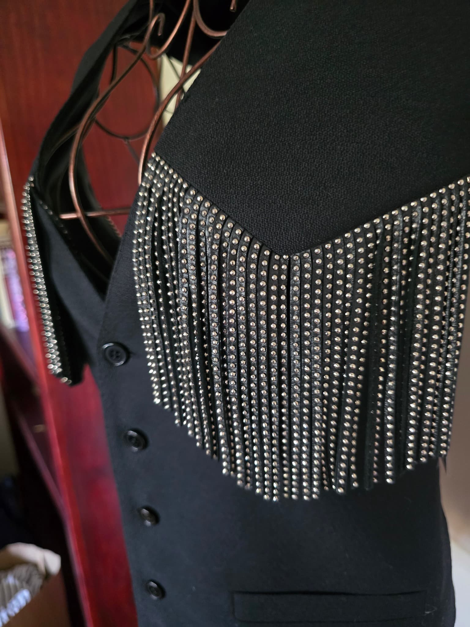 Rare Saint Laurent Paris by Hedi Slimane Crystal Fringe Western Vest - Size FR34 / XS — photo 3 of 14