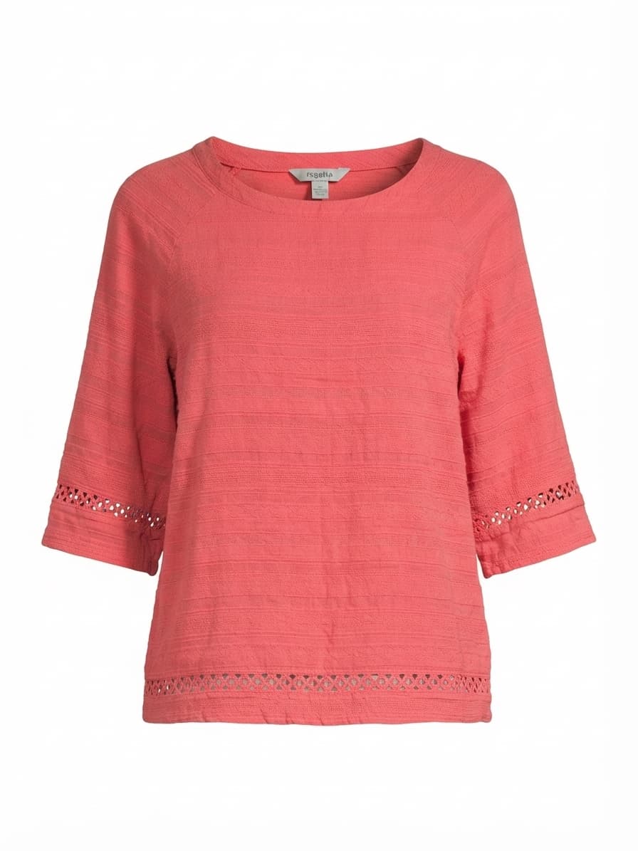 Regatta Blouse Textured Crochet Trim Coral Pink Women's 12 — photo 1 of 4