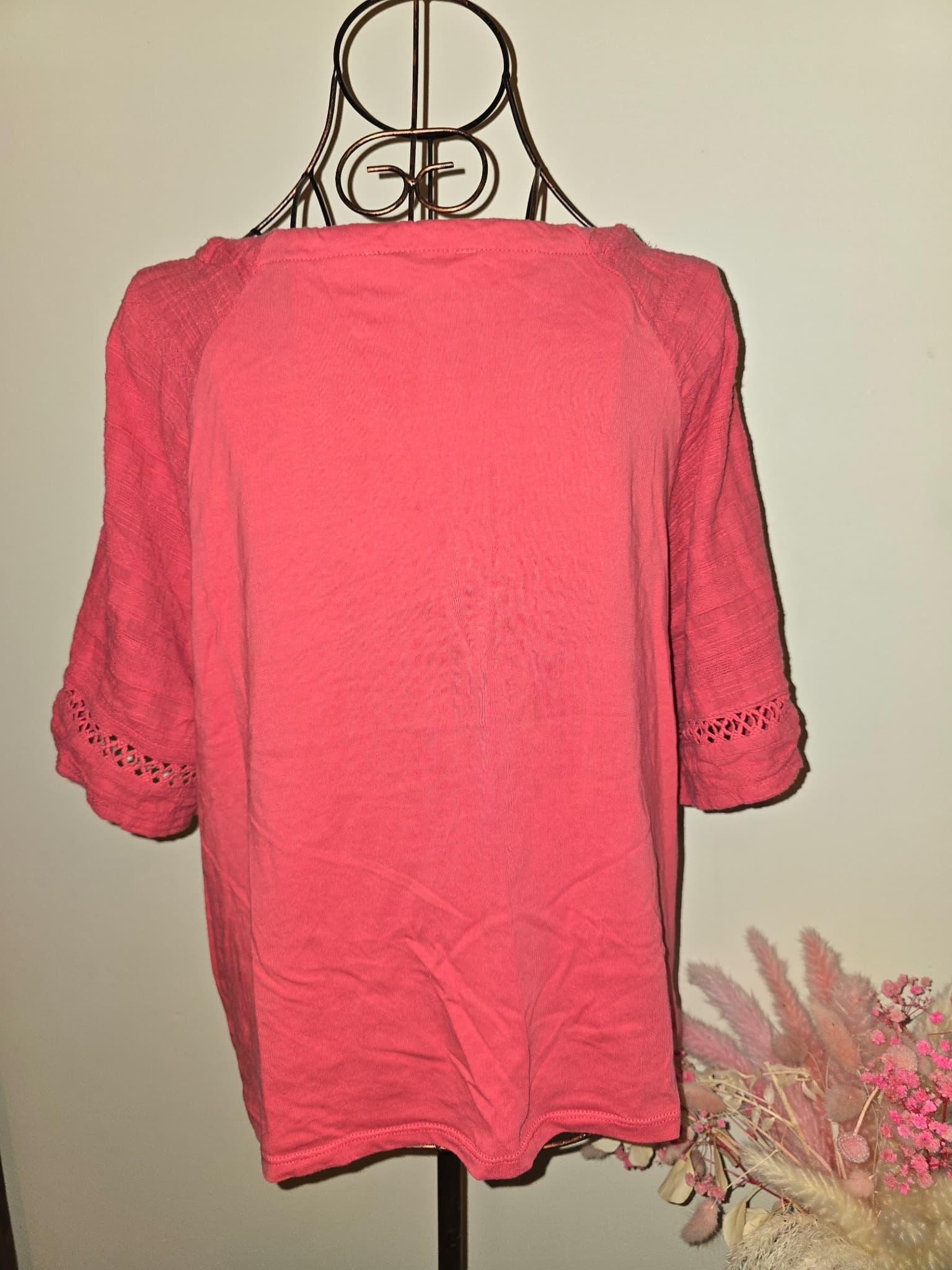 Regatta Blouse Textured Crochet Trim Coral Pink Women's 12 — photo 2 of 4